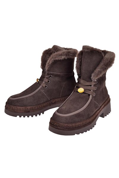 Guja Hakiki Deri Süet Kadın Bot GJ-25K433 KAHVE SÜET