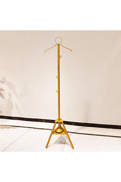 Generic Standing Metal Clothing Rack with Robe Hook 1.75m Gold