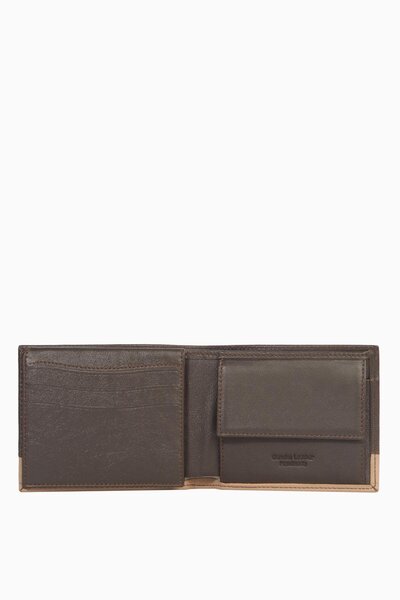 CENGİZ PAKEL Genuine Leather Stripe Detailed Horizontal Men's Wallet – 27513 - Brown/Earth
