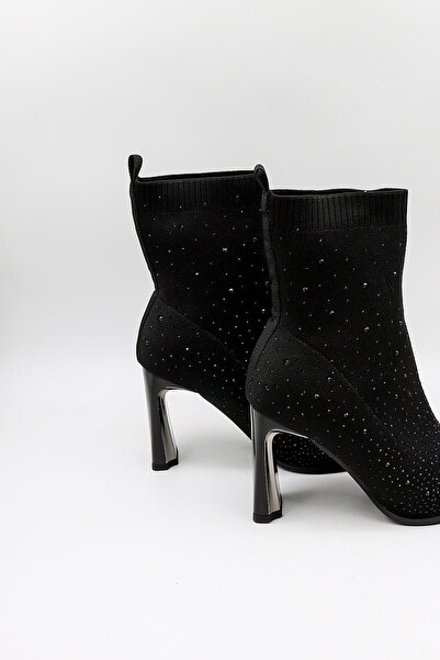 KRISTE BELL KristeBell İthal Taşlı Model Triko Topuklu Kadın Bot KB2514 - Siyah - 36