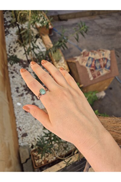 Panelya 100% Pure Copper Handwork Handmade Ring Green Agate Natural Stone Adj...