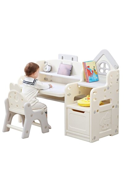 OEM Desk with children's chair, height adjustable, play table, storage spaces