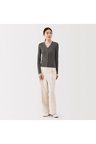 Muji Lyocell Blended V Neck Cardigan