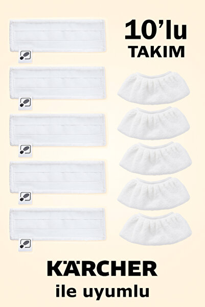 Marketto Karcher SC1 EasyFix Uyumlu 10'lu Mop Bezi Takımı