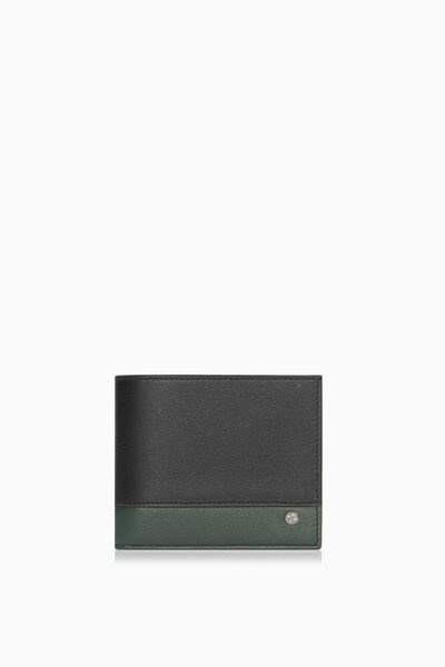 CENGİZ PAKEL Genuine Leather Stripe Detailed Horizontal Men's Wallet – 27513 - Black/Green