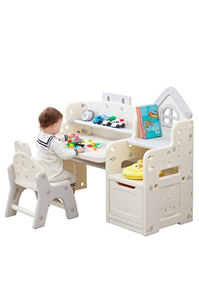 OEM Desk with children's chair, height adjustable, play table, storage spaces