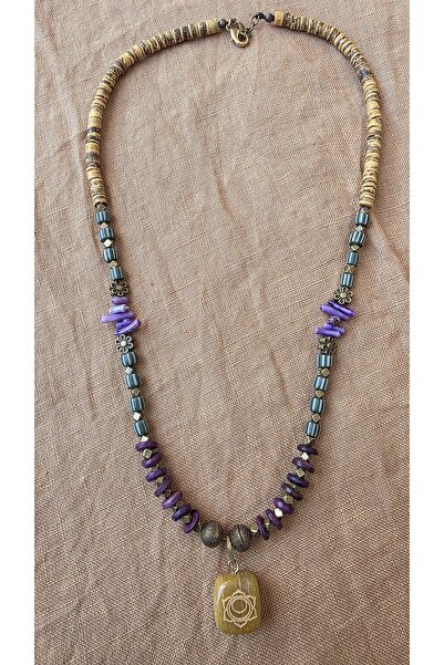 trendbysena قلادة شقرا الحجر الطبيعي