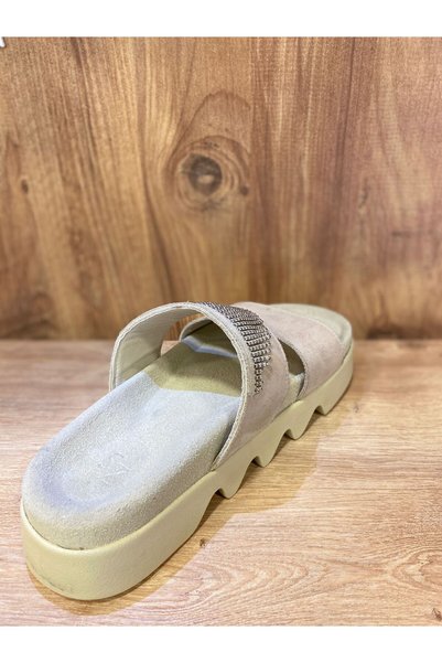 Zeyn KHAKI LEATHER SLIPPERS