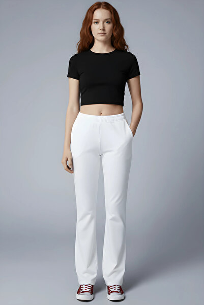 Thestiluxe Women's Black High Waist Flared Modal Pants Sweatpants