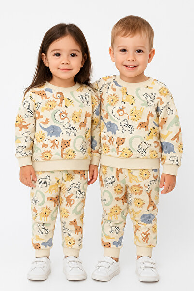 Kyex Printed Girls' Seasonal Cotton Sweatshirt Set