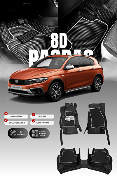stiloto Fiat Egea Cross (2021-2025) 8D Deri Havuzlu Oto Paspas | Tam Koruma,A...