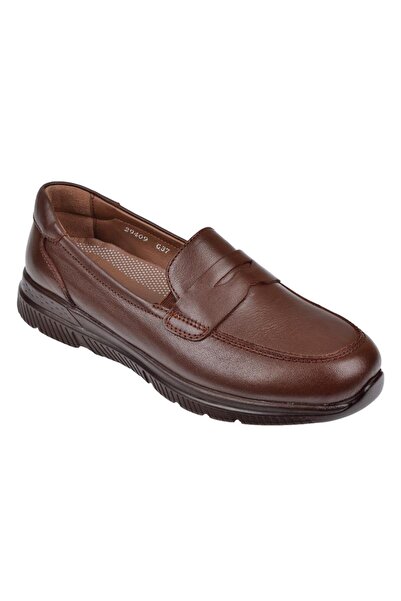 Forelli Genuine Leather Comfort Loafer Women's Shoes For-Gola Taba