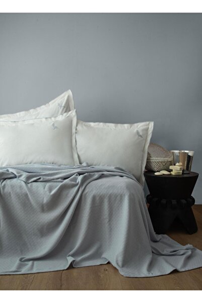 Apricitas HOME Double Pure Indigo Embroidered Luxury Duvet Cover Pique Set