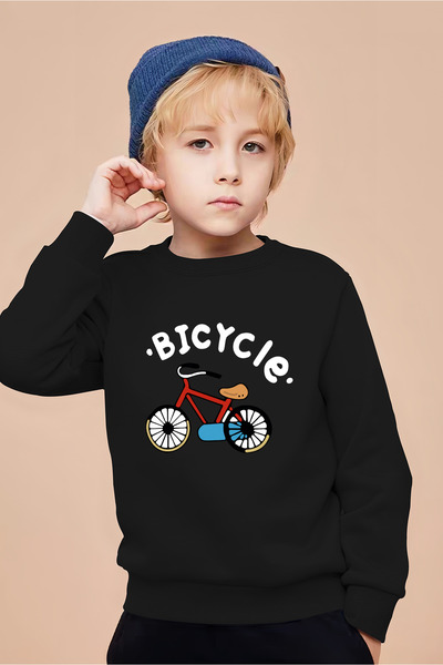 MYADA Tarz Bike Baskılı 3 İplik Premium Bisiklet Yaka Sweatshirt 24509