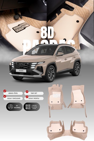 stiloto Hyundai Tucson (2020 ve sonrası) 8D Deri Havuzlu Oto Paspas | Tam Kor...