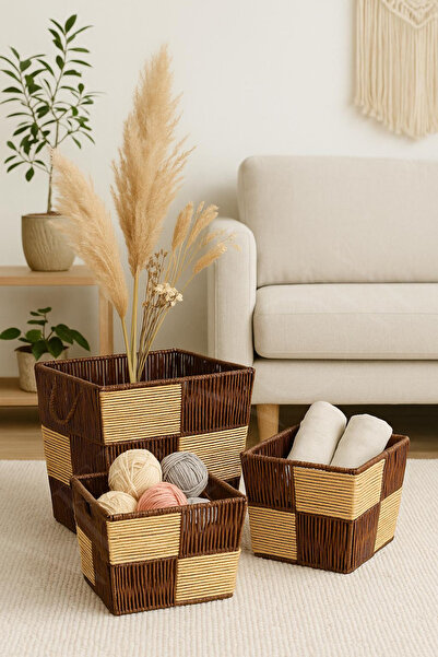 NEWNOW Set de 3 organizatoare tricotate NaturalChic, casa ta este ordonata, s...