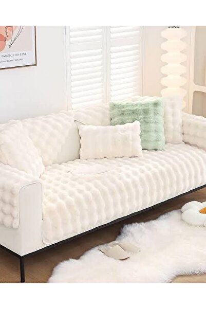 DECORA CASA HOME COLLECTİON غطاء أريكة / غطاء كنبة بنمط فقاعات من القطيفة على...