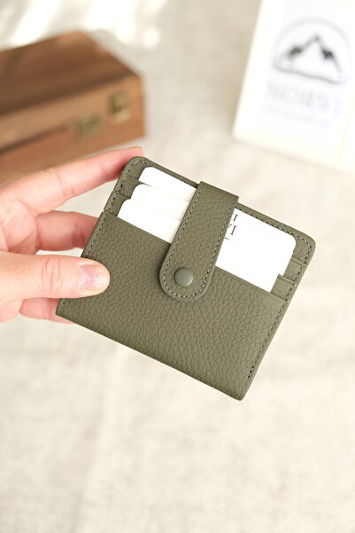 Norvi Leather Multi-Compartment Horizontal Genuine Leather Wallet with Snap Fasteners