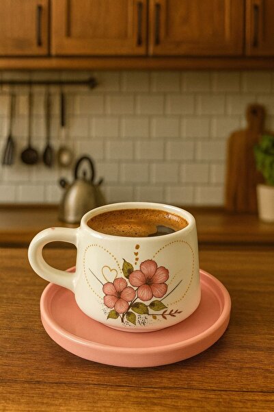 Evim Sepette Mug Kupa Fincan Takımı 2'li Çiçekli Çay&Kahve&Tatlı