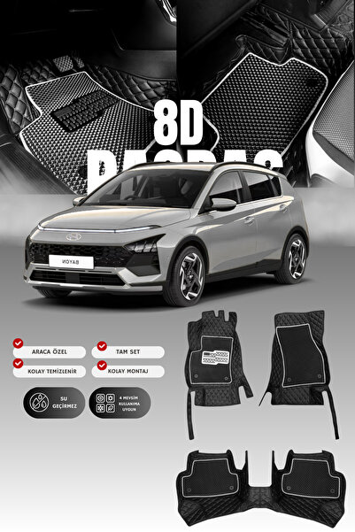 stiloto Hyundai Bayon (2021 ve sonrası) 8D Deri Havuzlu Oto Paspas | Tam Koru...