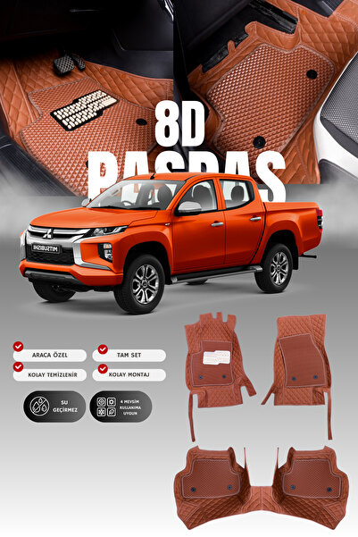 stiloto Mitsubishi L200 (2020 ve sonrası) 8D Deri Havuzlu Oto Paspas | Tam Ko...