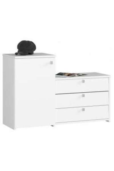 Artool Shoe Storage Cabinet, Laminated Board, 3 Drawers, 2 Shelves, White, 98.4x33x68/43 cm