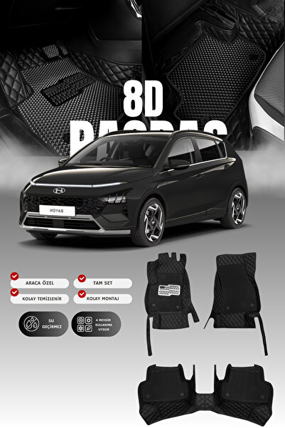 stiloto Hyundai Bayon (2021 ve sonrası) 8D Deri Havuzlu Oto Paspas | Tam Koru...