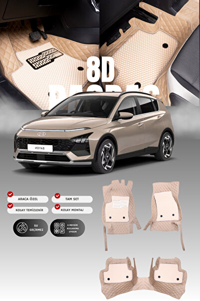 stiloto Hyundai Bayon (2021 ve sonrası) 8D Deri Havuzlu Oto Paspas | Tam Koru...