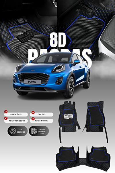 stiloto Ford Puma (2019 ve sonrası) 8D Deri Havuzlu Oto Paspas | Tam Koruma,A...