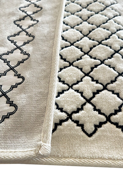 Chilai Home Luxury Black Embroidered 2-Piece 100% Cotton Bath Rug Set, Washable with Non-Slip Backing