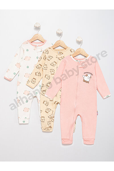 Alihan %100 Pamuk 3'lü Patiksiz Bebek Tulum