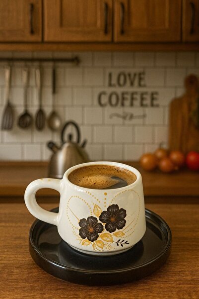 Evim Sepette Mug Kupa Fincan Takımı 2'li Çiçekli Çay&Kahve&Tatlı