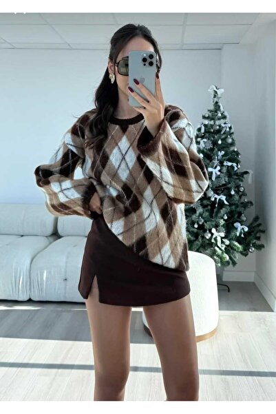 ASEZ BUTİK Pulover din lână din seria One Premium, cu model de diamante, cu d...