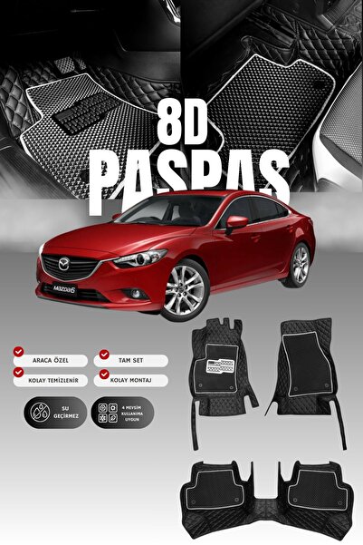 stiloto سجادة أرضية جلدية للسيارة مازدا 6 (2013-2023) 8D |   حماية كاملة، قص ...
