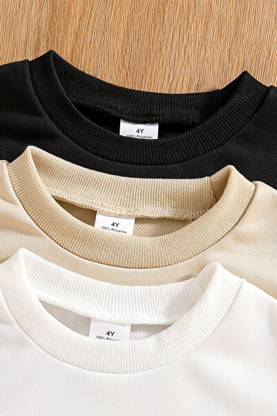 MYADA İlkbahar Temalı 3'lü Premium Bisiklet Yaka Sweatshirt 24499