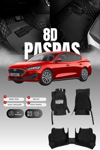 Genel Markalar Ford Focus (2018 ve sonrası) 8D Deri Havuzlu Oto Paspas | Tam ...