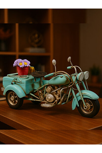moryconcept Dekoratif Metal 3 Tekerlekli Motorsiklet – El Yapımı Vintage Tasa...