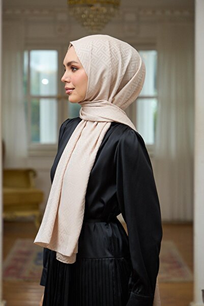 İpekhan Silky Jacquard Shawl Cream Summer Shine Collection - 9017-06