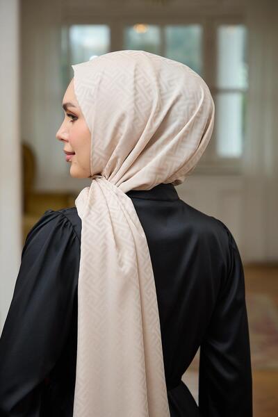 İpekhan Silky Jacquard Shawl Cream Summer Shine Collection - 9017-06