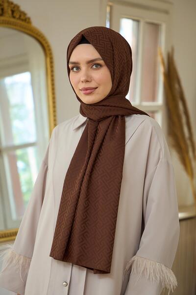 İpekhan Silky Jacquard Shawl Bitter Brown Καλοκαιρινή Συλλογή Sparkle - 9017-24