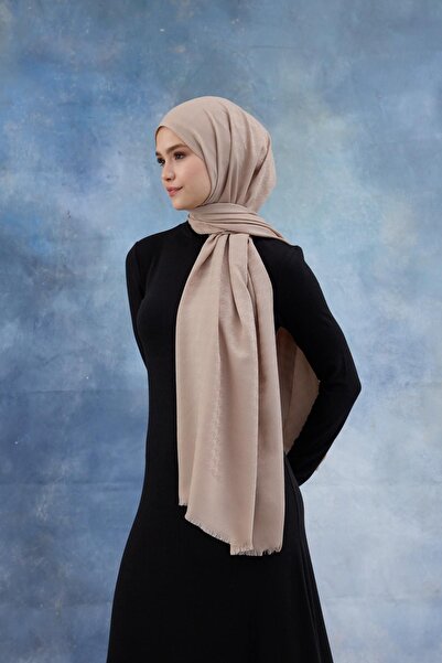 İpekhan Μπεζ Χρώμα Χήνας Σάλι Ζακάρ Βαμβακερό με σχέδιο - 8011-27