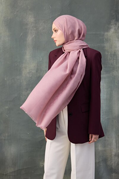 İpekhan Βαμβακερό σάλι ζακάρ με ροζ κυματισμό - 8010-17