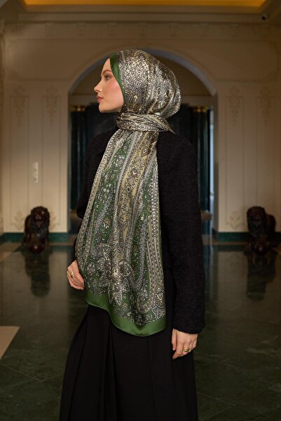 İpekhan Χακί Πράσινο Ινδικό Σάλι Βουάλ - 5009-13