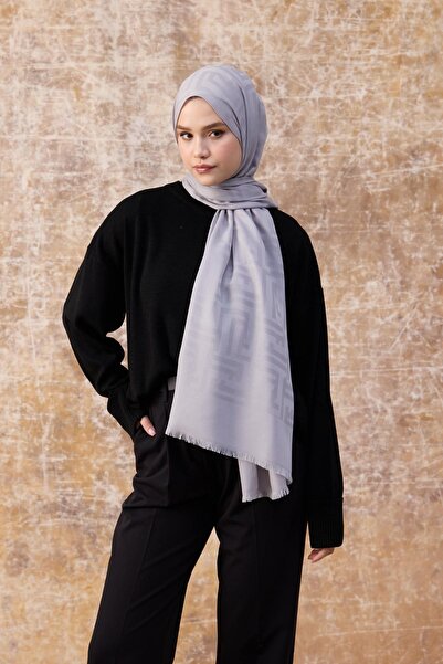 İpekhan Fendi Візерунковий бавовняний жакардовий шарф срібний 8009-06