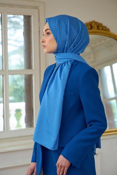 İpekhan Μπλε μεταξωτό σάλι ζακάρ - Summer Sparkle Collection 9017-20