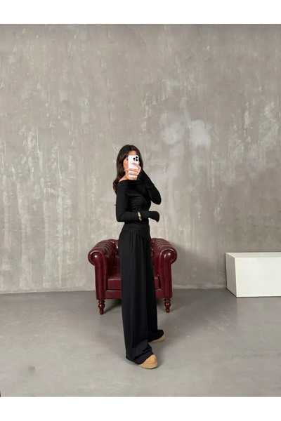 Lovely butik SET PANTALONI BLUZĂ CU DETALI DE UMĂR PENTRU FEMEI, CU FĂRĂ DEȘE...