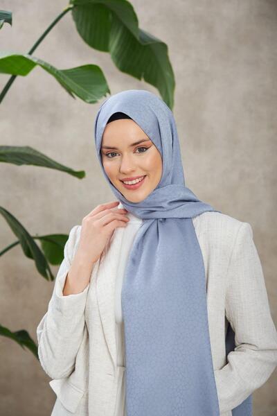İpekhan Alesa Pattern Silky Jacquard Shawl Lavender Gray 9003-24