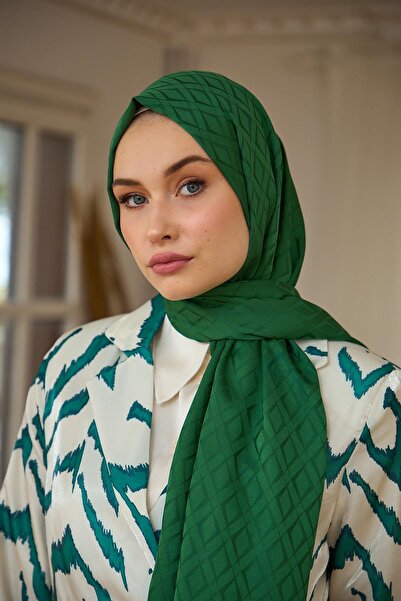 İpekhan Silk Like Jacquard Wrap - Summer Radiance Collection, Σκούρο Πράσινο 9015-10