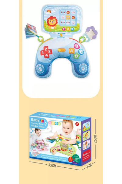 Picodino Baby Activity Pillow with Toys and Sounds, Blue