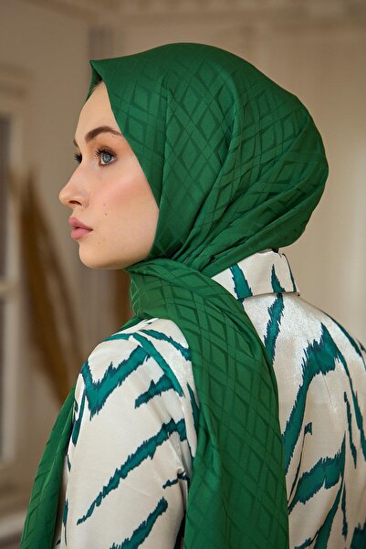 İpekhan Silk Like Jacquard Wrap - Summer Radiance Collection, Σκούρο Πράσινο 9015-10